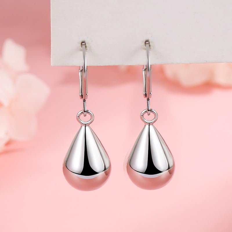 925 Sterling Silver Teardrop Dangle Earrings – 18K Gold Plated, Minimalist Polished Drop Earrings for Women, 1.26 Inch Leverback Design - Image 4
