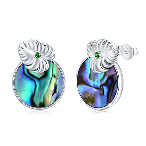 Palm Leaf Earring Sterling Silver Nature Abalone Shell Stud Earrings For Women Girls Summer Palm Tree Beach Stud Earrings Bohemia Earrings #TOP17
