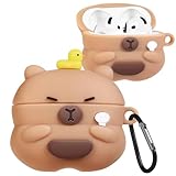 Joyleop for Airpods 4 Case - Cute for Women Girl Girly Kids Kawaii Anime 3D Cartoon Bear Duck Design Soft Silicone Protective Case for Airpods 4th Gerneration 2024 Cover with Keychian