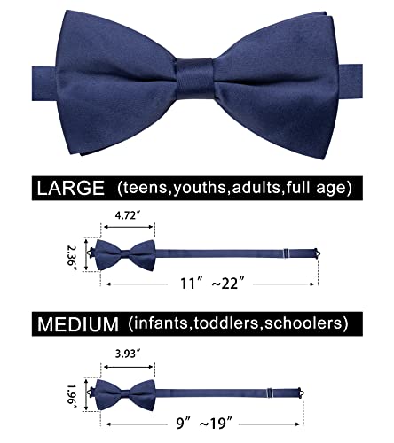 Yourties Pre-Tied Bow Ties For Men Solid Color Navy Blue Bowtie Formal Bussiness #TOP3