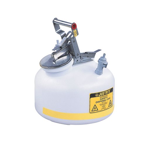 JUSTRITE MANUFACTURING PP12752 Polyethylene Quick-Disconnect Disposal Safety Can, 2 gal Capacity, Polypropylene Fittings for 3/8" Tubing, 3.65" Fill/Pour Hole, 14.75" H x 12" OD
