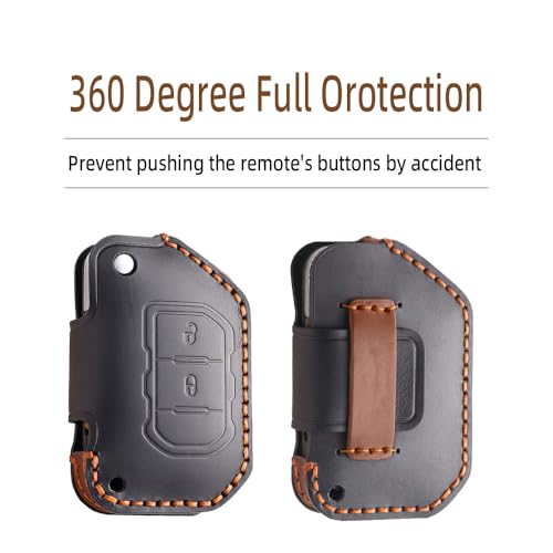 ATFIGII Etui na klucze kompatybilne z Jeep Wrangler JL JLU 2018-2025 Gladiator JT 2020-2025, etui ochronne na samochód, 2 przyciski C, czarny, 2 Tasten