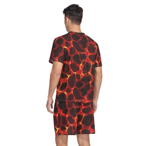 Magma Lava Men’s Pajama Sets Short Sleeve Lounge Wear with Elastic Waistband and Drawstring2