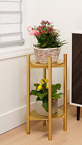 Zpirates Golden Plant Stand Indoor And Outdoor - Holds Small And Large Planter Pots Up To 12-Inch Dia, 26-Inch Tall - Heavy-Duty Vase Holder #TOP6