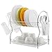 Dish Drying Rack, 2 Tier Dish Rack Kitchen Organizer with Drain Board, Chrome ALHAKIN