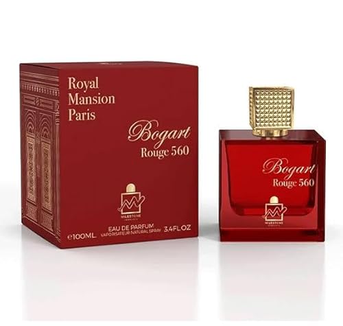 Bogart Rouge 560 Eau de Parfum, fragancia floral de lujo para mujer, botella de vidrio, 3.4 onzas líquidas, larga duración