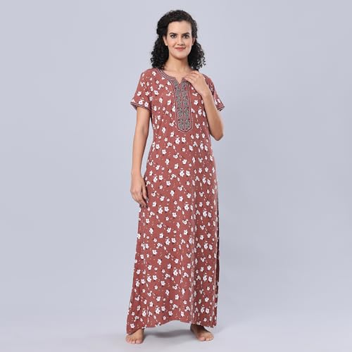Image of Evolove Women's Viscose Liva Long Maxi Night Gown Nighty Dress with Pocket, Super Soft Comfortable (LNG-Rayon)