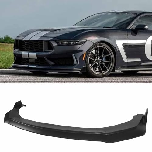 PFRREOR GT Style Front Bumper Lip Splitter for Ford Mustang DarkHorse 2024-2025 Only Fit with W/O Handling Package Version Add on 3PCS Front Chin Air Dam Body Kit ABS (Matte Black)