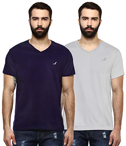 Image of AMERICAN CREW Men's Regular Fit Light weight Sports Polyester T-Shirt (Pack of 2 V-Neck Tshirts for Men)
