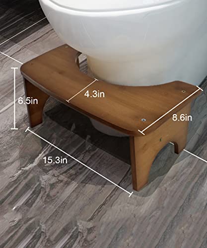 Bamboo Toilet Stool for Adults, JACNITAD Toilet Stool Poop Stool for Squatting, Toilet Stool Squat Adult, Non-Slip Potty Stool for Adults, Toilet Step Stool for Kids, 6.5 Inch Bathroom Stool, Brown