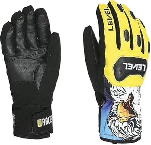 Level Replica - Skihandschuhe Herren, Knöchelschützer aus Leder und Stoff, Winterhandschuhe Herren Wasserdicht für Extreme Kälte, Thermohanschuhe für Skifahren, Schneebekleidung für Herren - 1 Paar