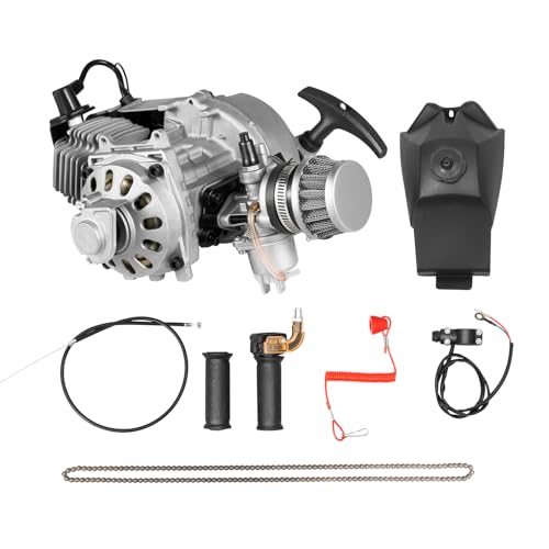 LKHDONG 49ccm Dirtbike Motor 2-Takt 50ccm Pocket Bike Cross Motor mit Vergaser Seilzugstart, ATV Quad Mini Motoren 3 PS