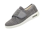QHBPMGAD Womens Diabetic Shoes for Women Wide Width Elderly Shoes with Adjustable Closure Breathable Swollen Feet Walking Edema Sneakers Light Grey Size 9