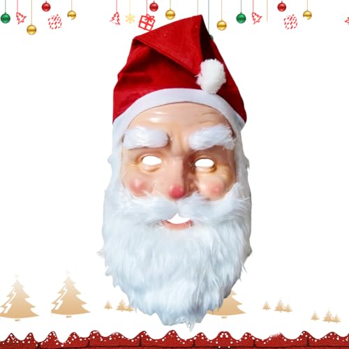 OFKAFEZV Weihnachtsmann-Kopfbedeckung, Santa Claus Maske...