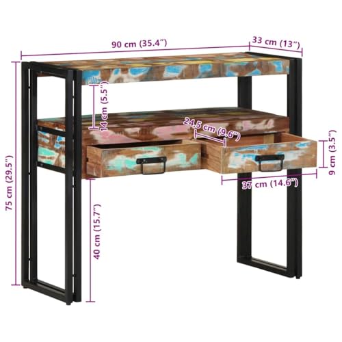 Mesa consola de madera maciza para pasillo estrecho con espacio de almacenamiento moderno 4