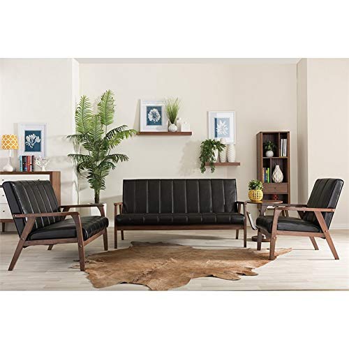 Baxton Studio Bbt8011A2-Black Sofas, 29.45Lx63.38Wx31.59H, Black #TOP6