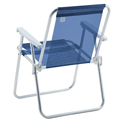 CADEIRA DE PRAIA ALTA ALUMÍNIO BEACH PREMIUM AZUL MARINHO