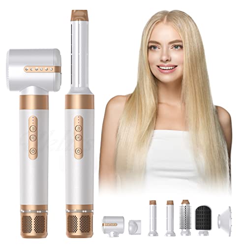 Produktfoto von Air Styler 7 In 1, Haartrockner Warmluftbürste Set Mit 7 Aufsätze, Trocknen, Glätten, Locken, Volumengeben, Massieren&hellip;