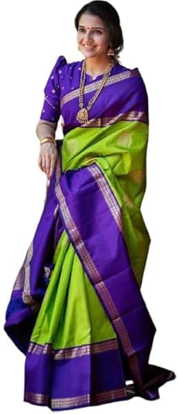GenericSulakshmi Presents Women's Kanjivaram Banarasi Soft Lichi Silk Traditional Saree With Attach Un-stitched Blouse Piece