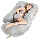 ROCYJULIN 抱き枕 妊婦 だきまくら 低反発授乳クッション 多機能u字枕 マタニティ抱き枕 上半身を包み込むまくら ポリエステル 寝姿勢を保つ 全身サポート カバー付き ライトグレー
