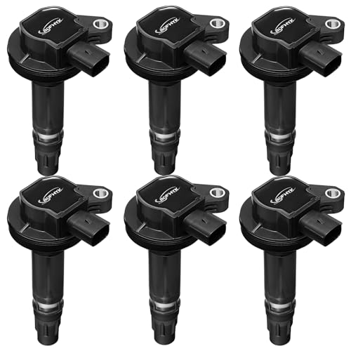 Image of BDFHYK Ignition Coil Pack UF553 Compatible with Ford F150 2015-2017 Ford Explorer Flex Fusion Mustang 2009 Mazda 6 CX-9 Lincoln MKS MKT MKX MKZ Ford Oem Coil Pack V6 3.5L 3.7L Coil for UF595 Set of 6