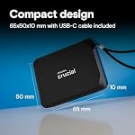 Crucial X9 2To SSD Portable, Jusqu'à 1050Mo/s, USB 3.2 USB-C, Disque Dur à État Solide Externe, Compatible avec Windows, Mac, & Android, Stockage Fiable pour Jeux, Fichiers, & Sauvegardes, Noir - CT2000X9SSD902