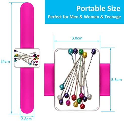 CoiTek Magnetic Wrist Sewing, Portable Arm Pin Cushion Magnetic Pincushion with Wristband for Sewing Collection(Pink)