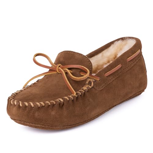 Minnetonka Men's Sheepskin Soft Leather Sole Moccasin Slipper