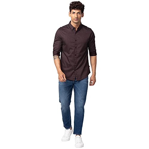 Image of Spykar Men's Slim Fit N /A Full Sleeve Printed Casual Shirts