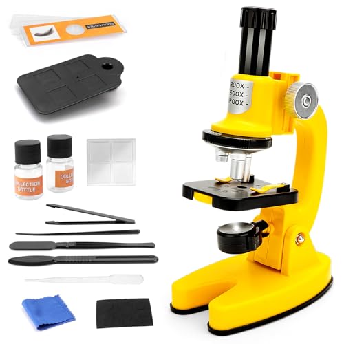 deAO Microscopio para Niños 200X-1200X Profesional - Microscopio Portátil para Principiantes con Soporte para Teléfono, Iluminación LED y Filtros de Color - Juguete Educativo