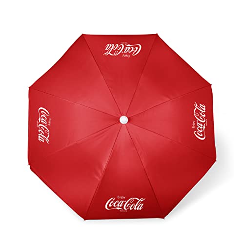 ONIVA - a Picnic Time brand - Enjoy Coca-Cola Outdoor Canopy Sunshade Beach Umbrella 5.5\' - Small Patio Umbrella - Beach Chair Umbrella, (Red)