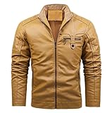 ★【Mode】: Diese Herrenjacke ist ein sehr cooler und moderner Rockartikel, sehr geeignet für Pendler oder Fahrer, die auf der Straße bleiben. Kombiniere es mit Jeans für einen auffälligen Look.