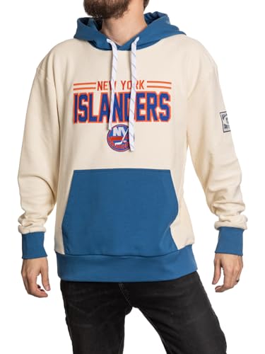 Calhoun NHL Surf & Skate Mens Reverse Terry Retro Style Premium Hoodie, New York Islanders, M