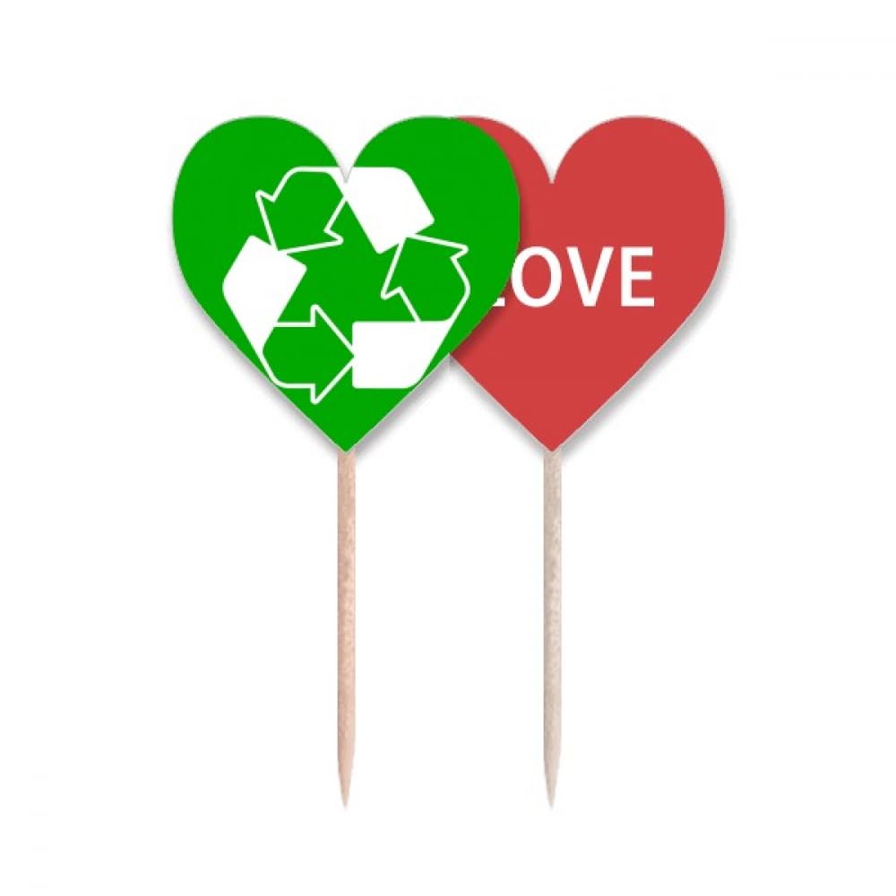 Cure-dents carré vert recyclé étiquette cœur idéal pour buffets de mariage et fêtes
