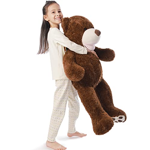 Poutmac Giant Teddy Bear 39 Inches Stuffed Animal Teddy Bear For Girlfriend Plush Toy Dark Brown For Girls Boys Christmas Valentine's Day Birthday Wedding #TOP3