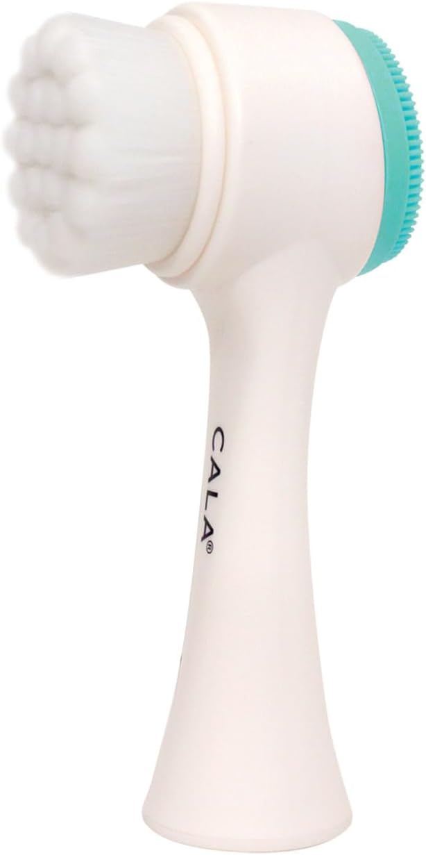 CALA Dual-Action Facial Cleansing Brush (Mint), Superfine Soft Bristles Deep Clean Pores, Removes Oil, Dirt, Makeup + Sunscreen, Water-Resistant for Shower Use, All Skin Types