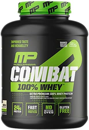 MusclePharm Combat 100% Whey, Muscle-Building Whey Protein Powder, Vanilla, 5 Pounds, 70 Servings