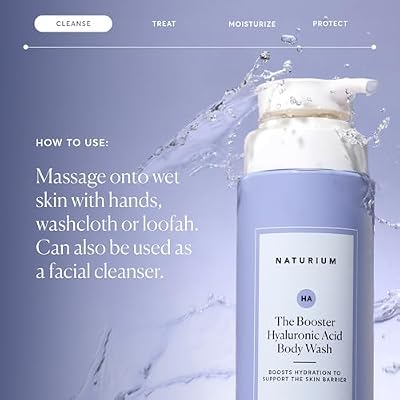 Naturium The Booster Hyaluronic Acid Body Wash, Hydrating & Moisturizing plus Minimizes Dryness, with Glycerin & Vitamin B5, 16.9 oz