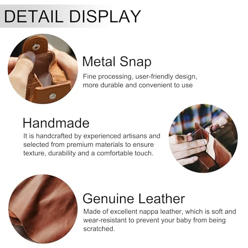 Cockatoo Genuine Leather Coin Pouch Change Holder, Mini Snap Pocket Wallet for Men Women (Verdant, Large)4