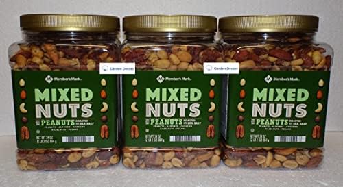 Member S Mark Roasted and Salted Mixed Nuts with Peanuts 34oz 964g (Three Jars)