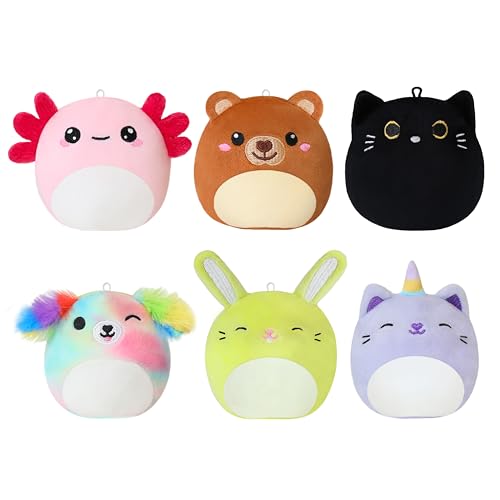 SQEQE Mini Plush Animal Toys Set 6 Pcs Small Stuffed Animal for Kids Adorable Shape Design Plushies Toy for Birthday Party Decor(3.5 Inch)