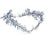 MOSTORY Feen Elfenkrone für Mittelalterliche Kostüme Damen, Handgefertigte Blau Kopfschmuck mit Mond und Perle für Babyparty Umstandsmode Karneval