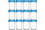 Nellam Baby Food Storage Containers - Leakproof, Airtight, Glass Jars for Freezing & Homemade Babyfood Prep - Reusable, BPA Free, 12 x 8oz Set, that is Microwave & Dishwasher Safe