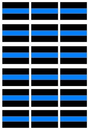 StickerDad® (18 Pack) Thin Blue Line Decal Full Color Printed Sticker - Police - Size: 2" x 1.5" - Hard Hat, Helmet, Windows, Walls, Bumpers, Laptop, Lockers, etc.