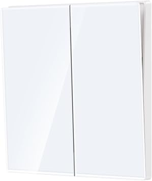 CNBINGO Big Rocker Button Switch, Glass Wall Plate, Double Light Switch