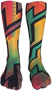 702 Unisex Trainer Socks African Style Geometric Sports Socks Anti Sweat Athletic Socks Breathable Office Socks For Trekking Walking 50Cm