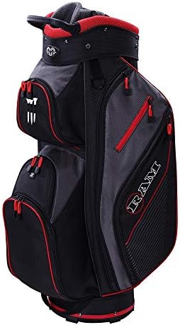 Ram Golf Lightweight Cart Bag with 14 Way Dividers Top Black/Grey/Red