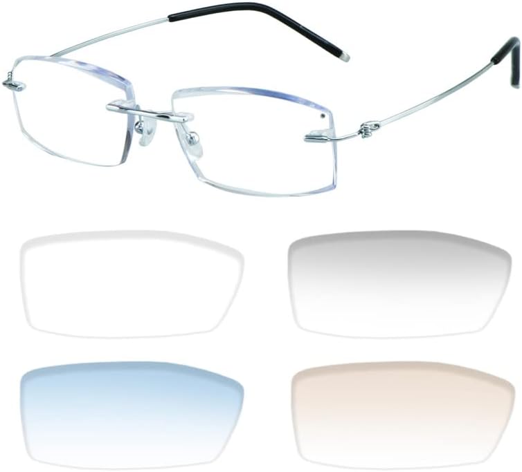 VisionGlobal Lentes de lectura con bloqueo de luz azul sin montura con lente personalizada que reducen la fatiga ocular con diamantes elegantes para