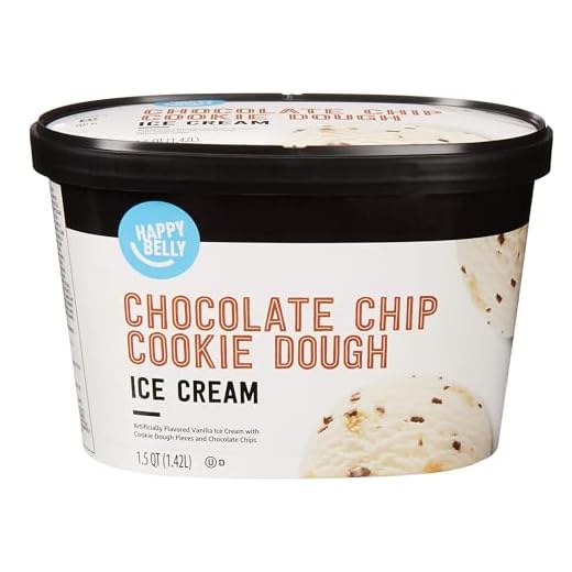 Amazon Brand - Happy Belly Chocolate Chip Cookie Dough Ice Cream, 48 Fl Oz (Frozen)