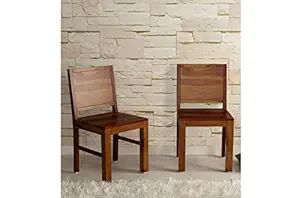 Ramwood Furniture Solid Wood Dining Chair Only | Dinning Chairs for Kitchen & Dining Room| Dining Chair Without Cushion | Sheesham Wood, Brown Finish, Set of 2
